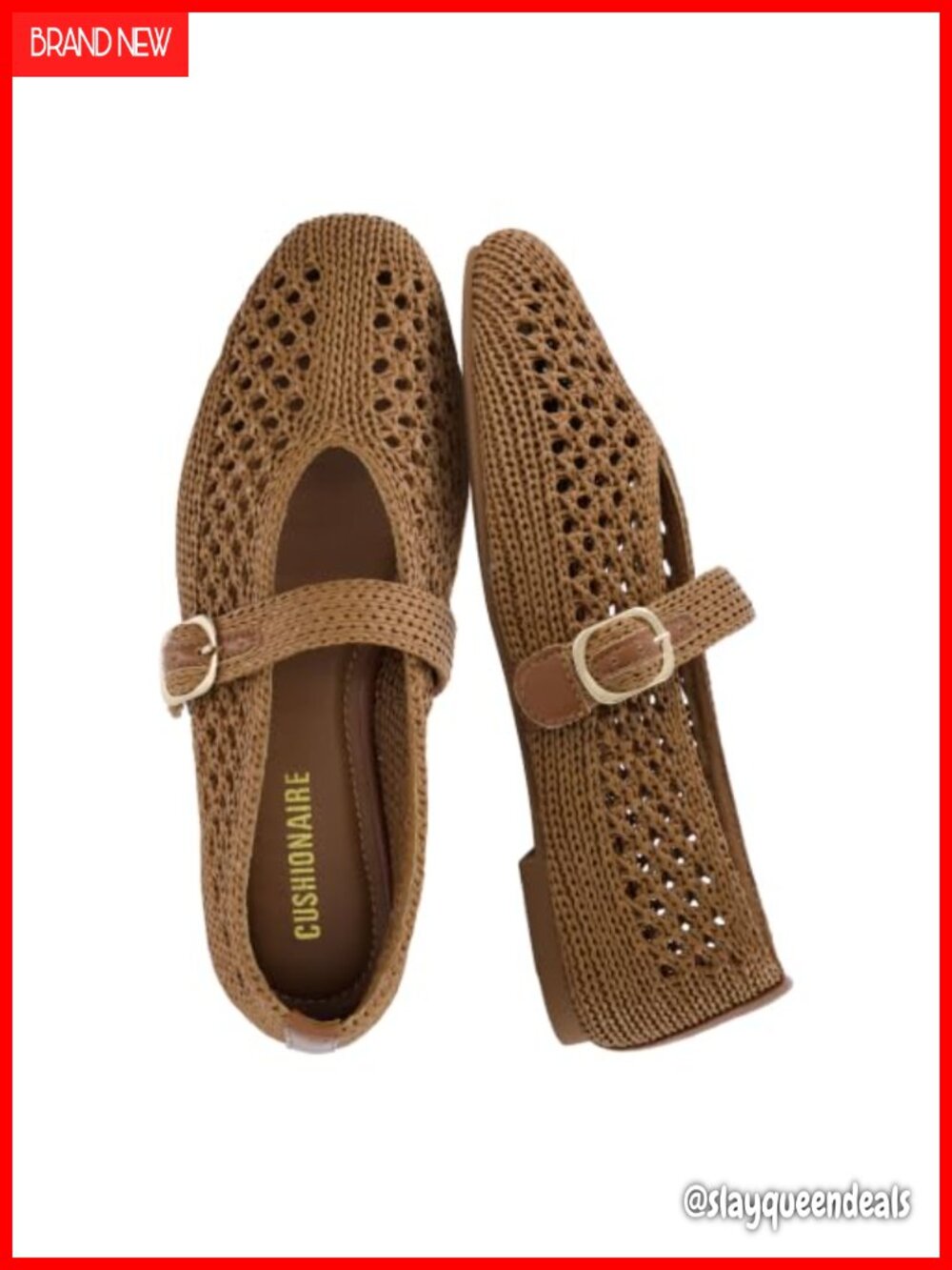 CUSHIONAIRE Monet Woven Mary Jane Flats Memory Foam Adjustable Buckle